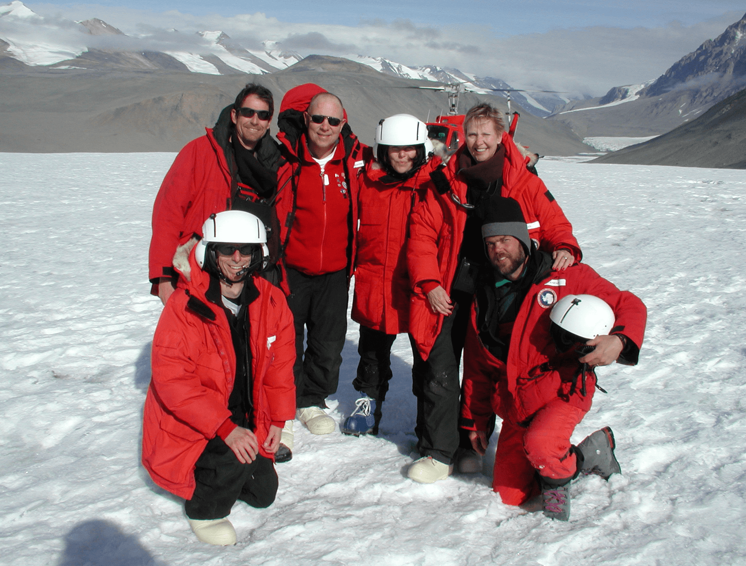 LTER group photo from 2002.Group is standing on the Canada Glacier, in Taylor Valley of the McMurdo Dry Valleys. Credit: Berry Lyons