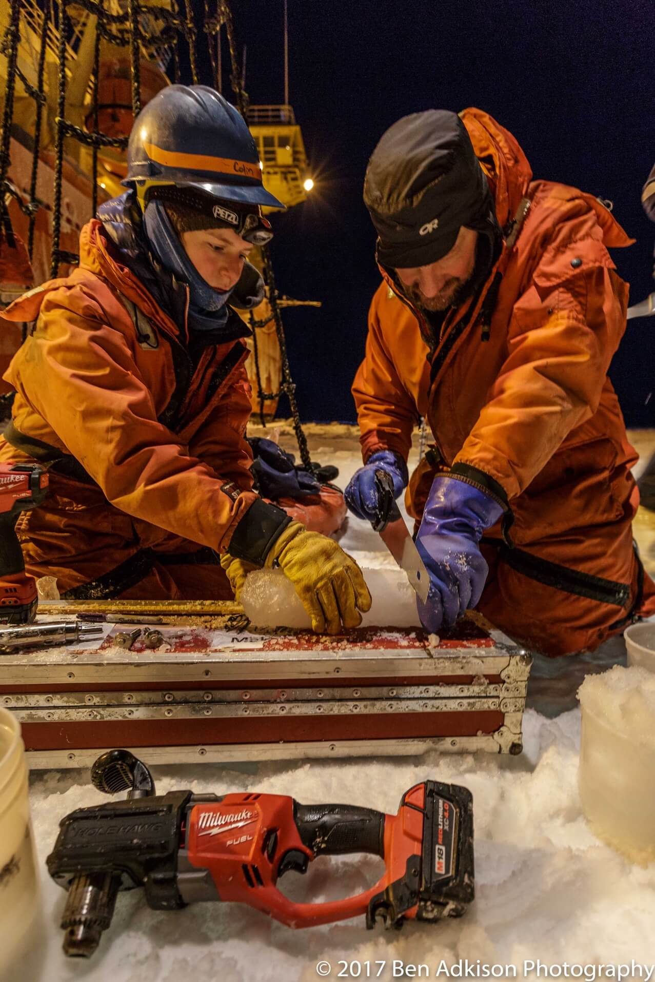 Antarctic fieldwork during polar night. Photo credit: Ben Adkison